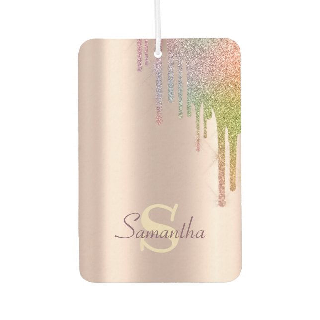Rainbow Glitter Drips  Car Air Freshener (Front)