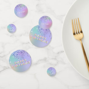 Rainbow Glitter Drips Girl Birthday Party Confetti