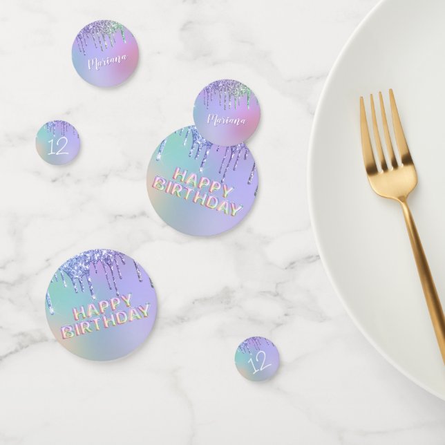 Rainbow Glitter Drips Girl Birthday Party Confetti (Group)