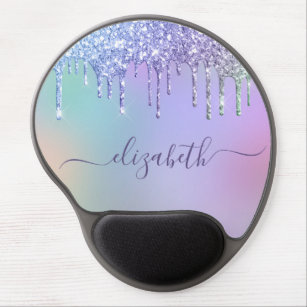 Rainbow Glitter Drips Personalised Gel Mouse Mat