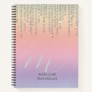 Rainbow Glitter Drips Simple Stylish Monogrammed Notebook