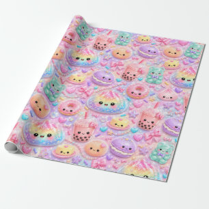 Rainbow Glitter Dumpling Bun Cute Squishies Wrapping Paper