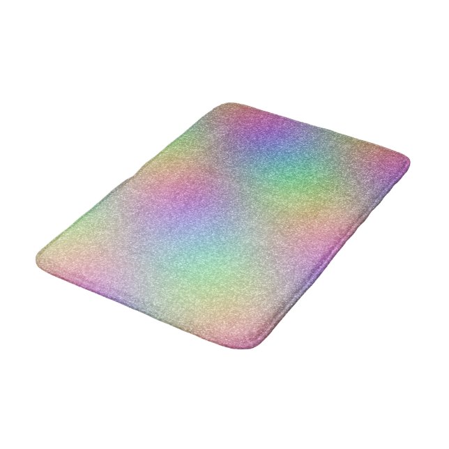 Rainbow Glitter Effect Bath Mat (Angled)