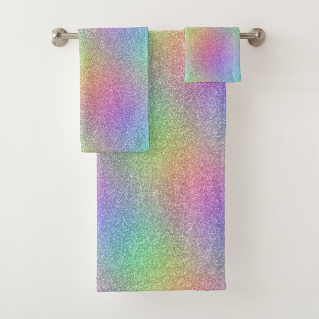 Rainbow Glitter Effect Bath Towel Set (Insitu)