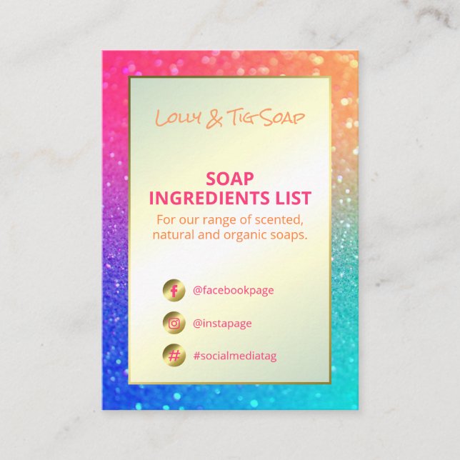 Rainbow Glitter Fragrance Ingredients Business Card (Front)