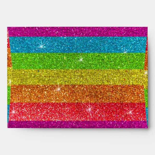 Rainbow Glitter Gay Pride Coming Out Party Envelope (Back (Top Flap))