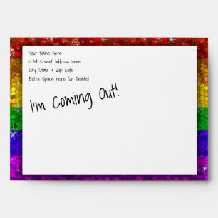 Rainbow Glitter Gay Pride Coming Out Party Envelopes