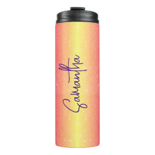 Rainbow glitter gradient personalised thermal tumbler