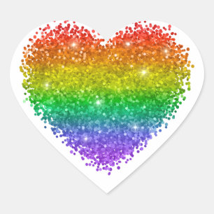 rainbow glitter heart heart sticker