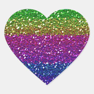 Rainbow glitter heart sticker