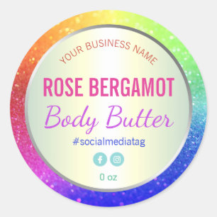 Rainbow Glitter Holographic Product Label