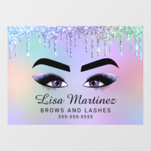 Rainbow Glitter Lash Brow Beauty Business Window Cling