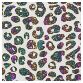 Rainbow Glitter Leopard Print Fabric