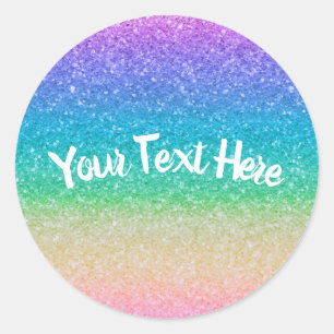 Rainbow Glitter Look Birthday Party Graduation Classic Round Sticker