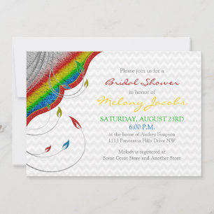 Rainbow Glitter Look Floral Bridal Shower Invitation