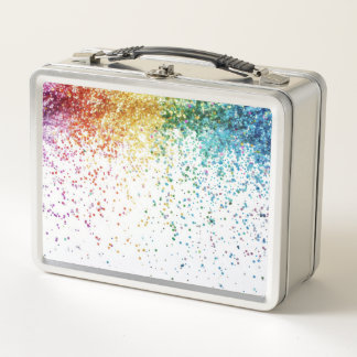 Rainbow Glitter Metal Lunch Box