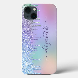 Rainbow Glitter Monogram iPhone 13 Case