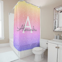 Rainbow Glitter Monogram Name Bathroom