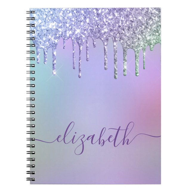 Rainbow Glitter Monogram Notebook (Front)