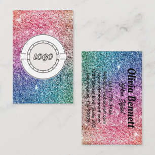 Rainbow Glitter opal Sparkle Hair Stylist  Business Card