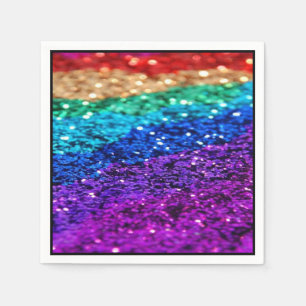 Rainbow Glitter Paper Party Napkins
