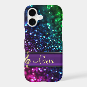 Rainbow Glitter Personalised Music iPhone X Case