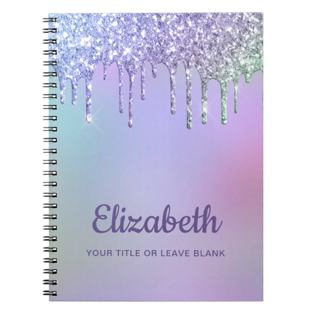 Rainbow Glitter Personalised Notebook (Front)