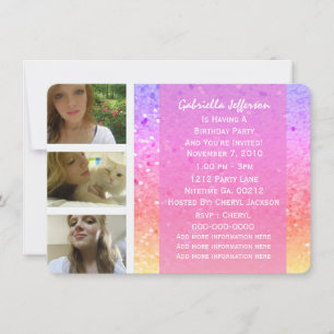 Rainbow Glitter: Photo Party Invitation