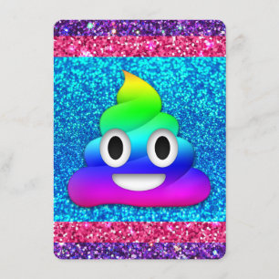 Rainbow glitter poop emoji invitation