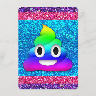 Rainbow glitter poop emoji invitation