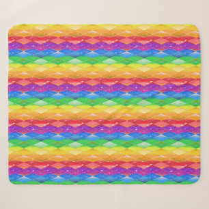 Rainbow Glitter Pride Argyle Diamond Sherpa Blanket