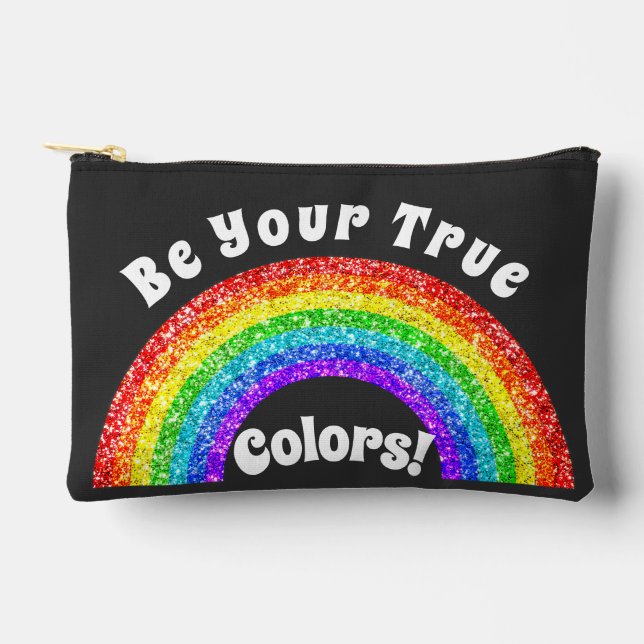 Rainbow Glitter Pride LGBT be your true colours Accessory Pouch (Front)