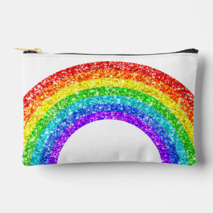 Rainbow Glitter Pride LGBT white and black Accessory Pouch