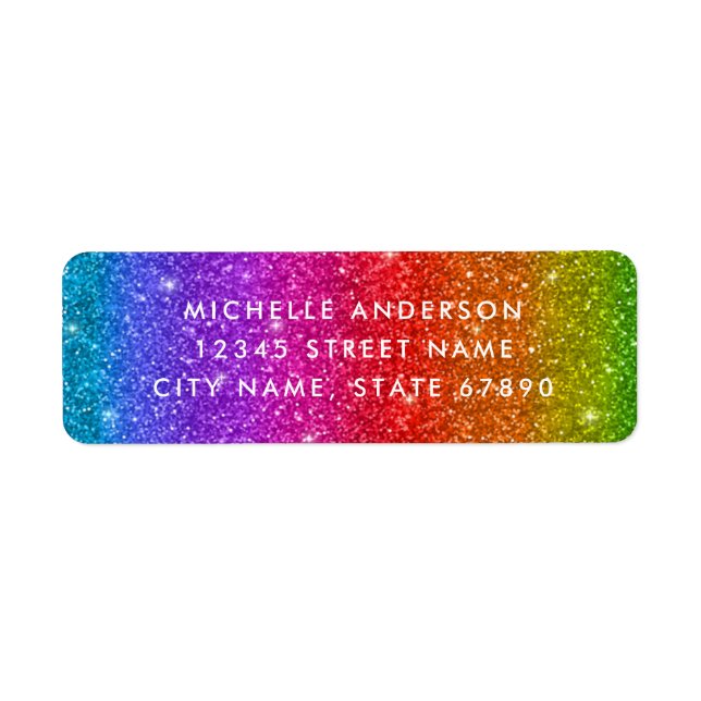 Rainbow Glitter Return Address Labels (Front)