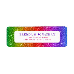 Rainbow Glitter Return Address Labels