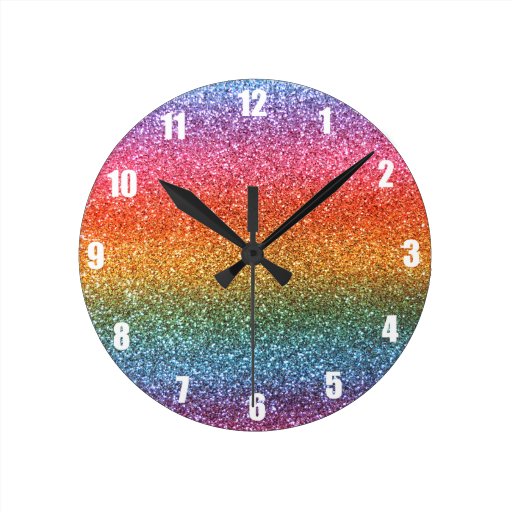 Image of Rainbow glitter Round Clock