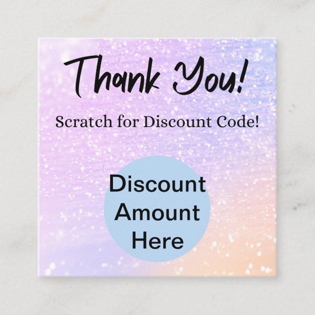 Rainbow Glitter Scratch Off Discount Card (Front)