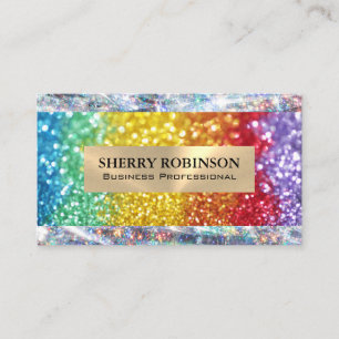 Rainbow Glitter Shimmer Shine Business Card