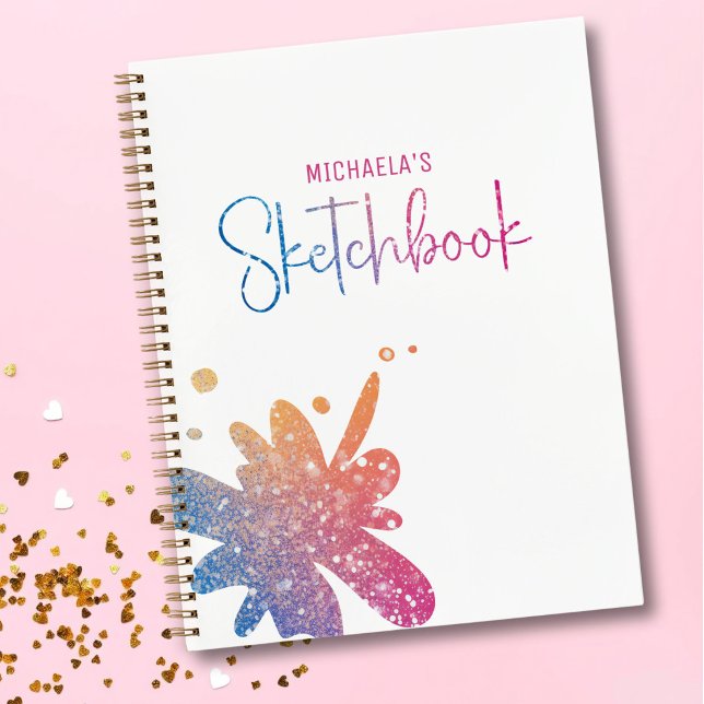 Rainbow Glitter Splatter Sketchbook Notebook (Creator Uploaded)