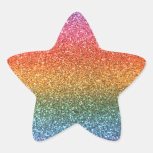 Rainbow glitter star sticker