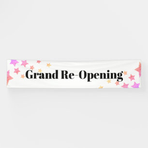 Rainbow Glitter Stars Sparkle Grand Re-opening Banner