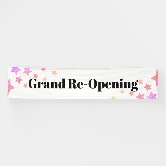 Rainbow Glitter Stars Sparkle Grand Re-opening Banner (Horizontal)