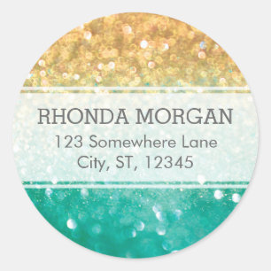 Rainbow Glitter Stickers - Teal, Gold