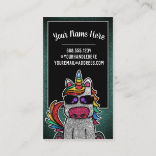 Rainbow Glitter Unicorn Professional Social Media Business Card