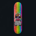Rainbow Glitter Unicorn Sparkly Gold Sparkles Sk8r Skateboard<br><div class="desc">Rainbow unicorn sparkles brightly with a faux glitter effect. Background features sparkly glitter. Available in other cute kawaii cartoon characters and many other colour combinations.</div>