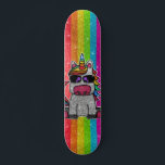 Rainbow Glitter Unicorn Sparkly Gold Sparkles Sk8r Skateboard<br><div class="desc">Rainbow unicorn sparkles brightly with a faux glitter effect. Background features sparkly glitter. Available in other cute kawaii cartoon characters and many other colour combinations.</div>