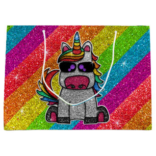 Rainbow Glitter Unicorn Sparkly LGBTQ+ Sparkles  Large Gift Bag