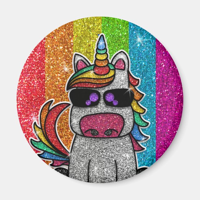 Rainbow Glitter Unicorn Sparkly LGBTQ Sparkles     Magnet (Front)