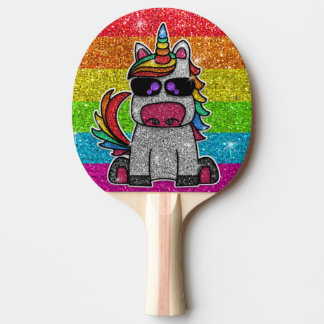 Rainbow Glitter Unicorn Sparkly LGBTQ+ Sparkles  Ping Pong Paddle