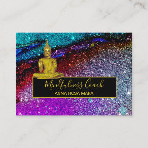 *~* Rainbow Glitter Universe Buddha Meditation Business Card